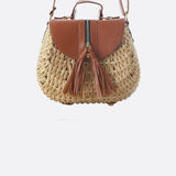 Georgia | Compact Straw Crossbody Bag with Tassel Detail