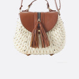 Georgia | Compact Straw Crossbody Bag with Tassel Detail
