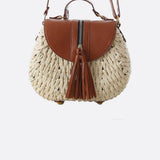 Georgia | Compact Straw Crossbody Bag with Tassel Detail