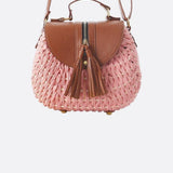 Georgia | Compact Straw Crossbody Bag with Tassel Detail
