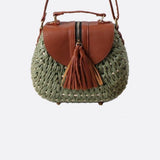 Georgia | Compact Straw Crossbody Bag with Tassel Detail