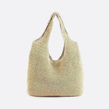 Rosalie | Straw Shoulder Bag with Zip Closure