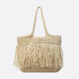 Hazel | Oversized Fringe Straw Tote Bag