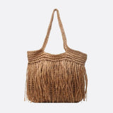 Hazel | Oversized Fringe Straw Tote Bag