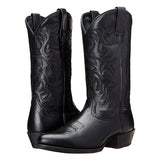 Women's Classic Cowboy Boots with Decorative Stitching – Mid-Calf Western Boots, Autumn Winter
