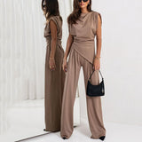 Dahlia | Sleeveless Two-Piece Set with Wide-Leg Trousers