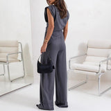 Dahlia | Sleeveless Two-Piece Set with Wide-Leg Trousers
