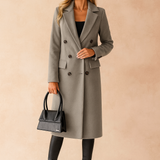 Women's Midi Double-Breasted Coat – Long Classic Winter Coat with Lapels