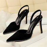 Penelope | Elegant Crystal Heel Mules