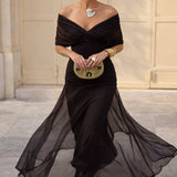 Women's Chiffon Wrap V-Neck Maxi Dress with Flutter Sleeves – Flowing Wedding Guest Dress