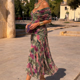 Women's Chiffon Wrap V-Neck Maxi Dress with Flutter Sleeves – Flowing Wedding Guest Dress