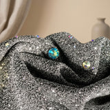 Women's Long Sleeve V-Neck Sequin Mini Dress – Relaxed Fit Sparkly Evening Dress