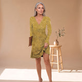Women's Long Sleeve V-Neck Sequin Mini Dress – Relaxed Fit Sparkly Evening Dress