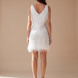 Women's Sequin Fringe V-Neck Mini Dress – Sleeveless Christmas & New Year's Eve Party Dress