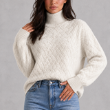 Victoria | Women's Textured Knit Roll Neck Jumper with Relaxed Fit