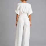 Isla | Denim Summer Jumpsuit with Cinched Waist
